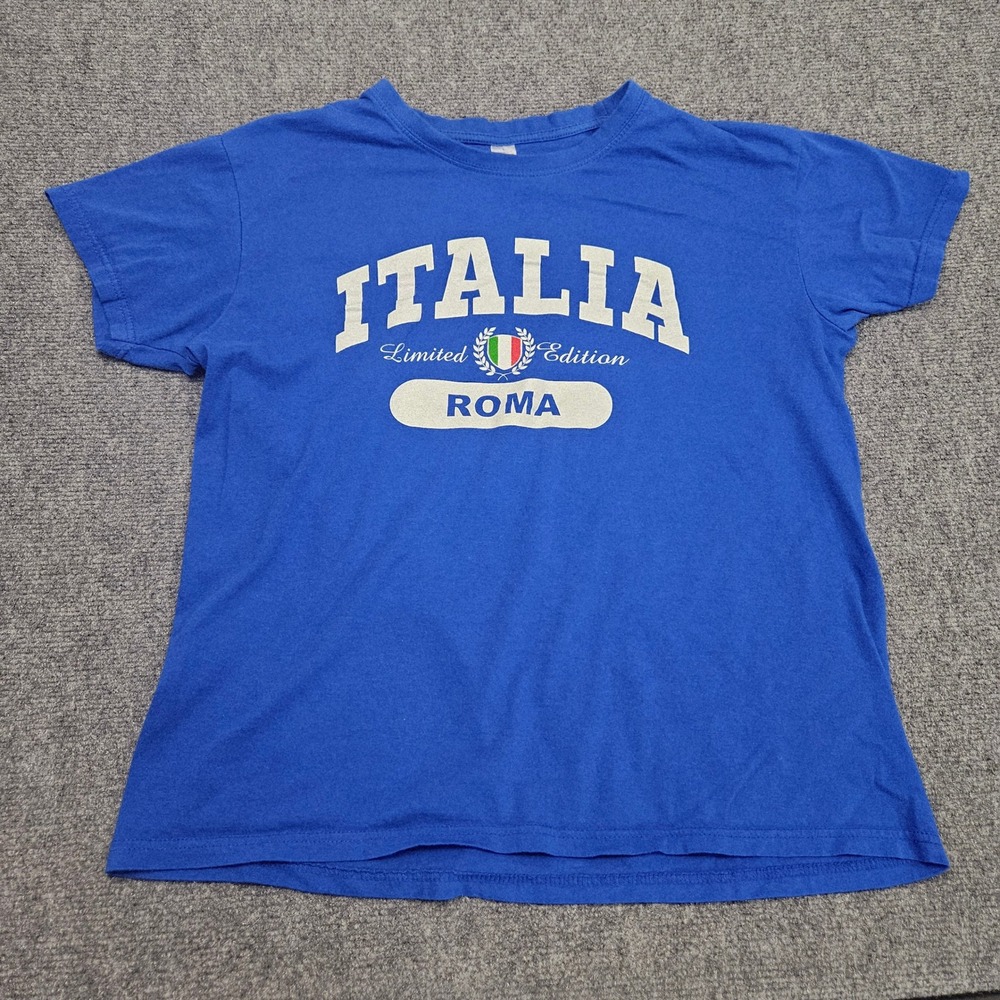 Italia Graphic TShirt Mens Large Blue Roma Rome Italy‎ Travel Tourist Resort